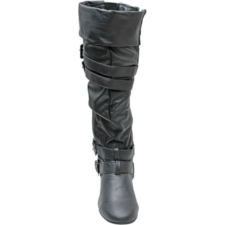 Link Tamika-42K Children Girls Comfort Slouch Cozy Slip On Buckle Boots 